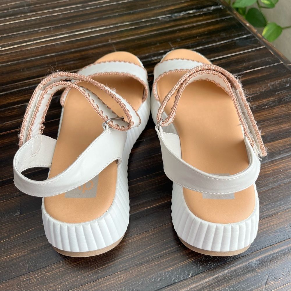 DV by Dolce Vita White Platform Sandal with Tan Stitching - Picture 9 of 14